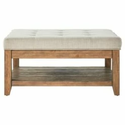 Southgate Natural Dimple Tufted Tapered Cocktail Ottoman - Inspire Q Charcoal