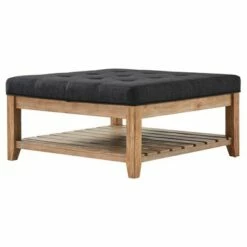 Southgate Natural Dimple Tufted Tapered Cocktail Ottoman - Inspire Q Charcoal -Coffee Tables Elegant store unnamed file 4966