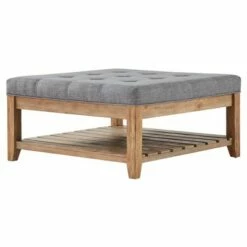 Southgate Natural Dimple Tufted Tapered Cocktail Ottoman - Inspire Q Charcoal -Coffee Tables Elegant store unnamed file 4967