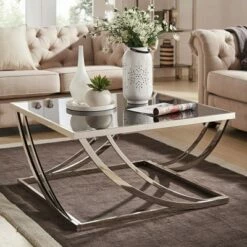 Tyron Steel Arch Curved Sculptural Coffee Table Black - Inspire Q