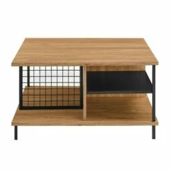 30" Metal and Wood Square Coffee Table - Saracina Home Dark Walnut -Coffee Tables Elegant store unnamed file 5048