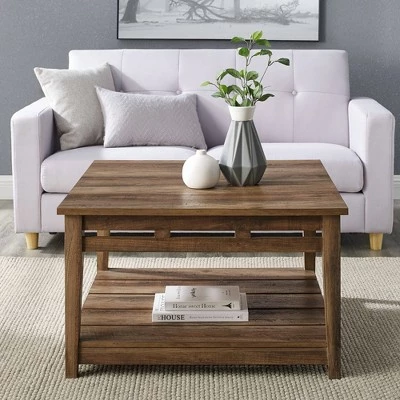 Modern Farmhouse Plank Style Square Coffee Table - Saracina Home Rustic Oak 3 Modern Farmhouse Plank Style Square Coffee Table - Saracina Home Rustic Oak