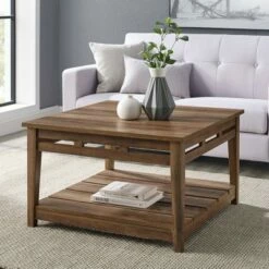 Modern Farmhouse Plank Style Square Coffee Table - Saracina Home Rustic Oak 12 Modern Farmhouse Plank Style Square Coffee Table - Saracina Home Rustic Oak -Coffee Tables Elegant store unnamed file 5055