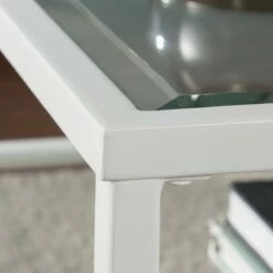 Emerson Square Metal/Glass Open Shelf Cocktail Table White - Aiden Lane