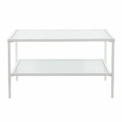 Emerson Square Metal/Glass Open Shelf Cocktail Table White - Aiden Lane -Coffee Tables Elegant store unnamed file 5061