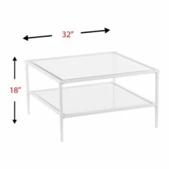 Emerson Square Metal/Glass Open Shelf Cocktail Table White - Aiden Lane -Coffee Tables Elegant store unnamed file 5064