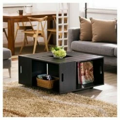 Roseline Modern Crate Box Inspired Coffee Table Espresso - HOMES: Inside + Out