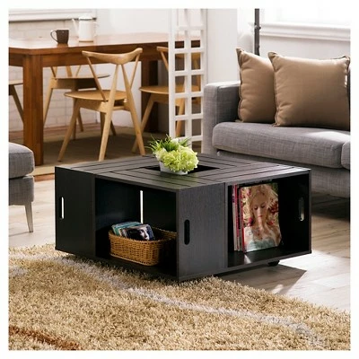 Roseline Modern Crate Box Inspired Coffee Table Espresso - HOMES: Inside + Out 3 Roseline Modern Crate Box Inspired Coffee Table Espresso - HOMES: Inside + Out