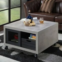 Rayna Industrial Coffee Table Black/Cement - HOMES: Inside + Out