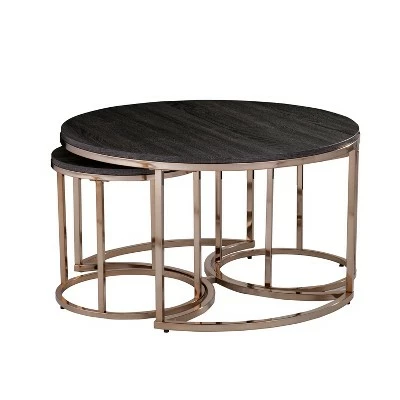 3pc Linder Round Nesting Coffee Tables Champagne - Aiden Lane 6 3pc Linder Round Nesting Coffee Tables Champagne - Aiden Lane - Image 4