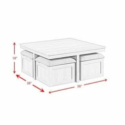 Dawson Coffee Table with 4 Storage Stools Gray - Picket House Furnishings -Coffee Tables Elegant store unnamed file 5118