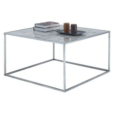 Gold Coast Faux Marble Coffee Table Faux Marble/Silver - Breighton Home 4 Gold Coast Faux Marble Coffee Table Faux Marble/Silver - Breighton Home - Image 2