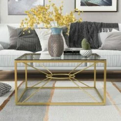 Techna Glass Top Coffee Table Gold Coating/Clear - HOMES: Inside + Out -Coffee Tables Elegant store unnamed file 5159