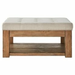 Southgate Natural Dimple Tufted Cocktail Ottoman - Inspire Q Charcoal
