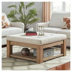 Southgate Natural Dimple Tufted Cocktail Ottoman - Inspire Q Charcoal -Coffee Tables Elegant store unnamed file 5164
