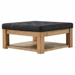 Southgate Natural Dimple Tufted Cocktail Ottoman - Inspire Q Charcoal -Coffee Tables Elegant store unnamed file 5166