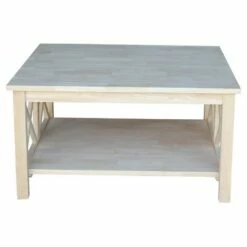 Hampton Square Coffee Table - Unfinished - International Concepts