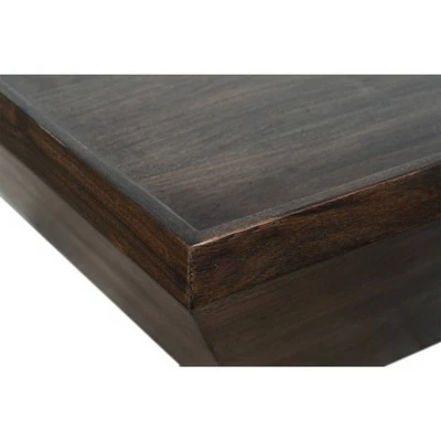 36" Square Shape Acacia Wood Coffee Table with Trapezoid Base Brown - The Urban Port 4 36" Square Shape Acacia Wood Coffee Table with Trapezoid Base Brown - The Urban Port - Image 2