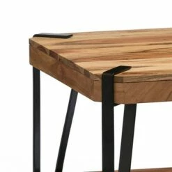 Alaterre Furniture 28" Ryegate Natural Brown Live Edge Solid Wood Cube Coffee Table Metal And Wood