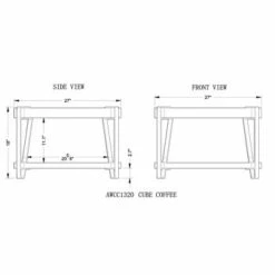 Alaterre Furniture 28" Ryegate Natural Brown Live Edge Solid Wood Cube Coffee Table Metal And Wood -Coffee Tables Elegant store unnamed file 5209