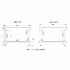 Alaterre Furniture 28" Ryegate Natural Brown Live Edge Solid Wood Cube Coffee Table Metal And Wood -Coffee Tables Elegant store unnamed file 5210