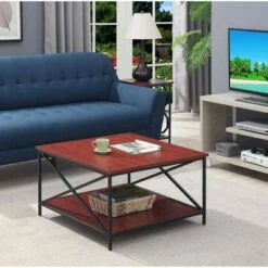 Breighton Home Tucson Metal Square Coffee Table - Johar Furniture Cherry/black