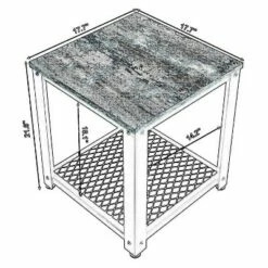 Metal Frame End Table with Wooden Top and Wide Mesh Bottom Shelf Brown and Black - Benzara -Coffee Tables Elegant store unnamed file 5258