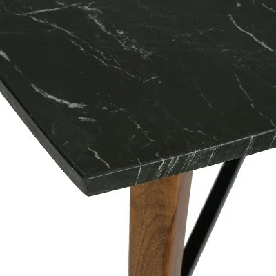 Senia Boho Glam Handcrafted Marble Top Coffee Table Black/Dark Espresso - Christopher Knight Home 6 Senia Boho Glam Handcrafted Marble Top Coffee Table Black/Dark Espresso - Christopher Knight Home - Image 4