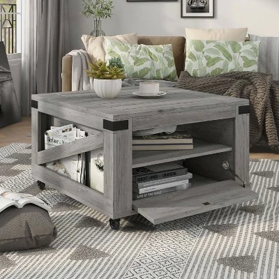 La Jolla Farmhouse Storage Coffee Table Vintage Gray Oak - HOMES: Inside + Out 9 La Jolla Farmhouse Storage Coffee Table Vintage Gray Oak - HOMES: Inside + Out - Image 7