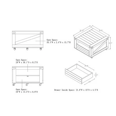 La Jolla Farmhouse Storage Coffee Table Vintage Gray Oak - HOMES: Inside + Out 11 La Jolla Farmhouse Storage Coffee Table Vintage Gray Oak - HOMES: Inside + Out - Image 9