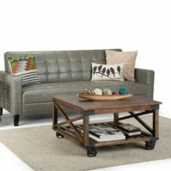 32" Barrie Square Coffee Table Distressed Dark Brown - WyndenHall