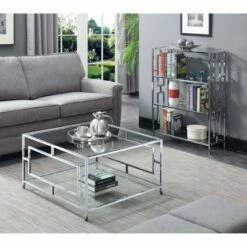 Town Square Chrome Square Coffee Table Chrome - Breighton Home