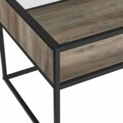 40" Metal and Glass Coffee Table with Open Shelf - Saracina Home Dark Walnut -Coffee Tables Elegant store unnamed file 533