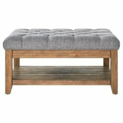 Southgate Natural Button Tufted Tapered Cocktail Ottoman Smoke - Inspire Q