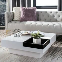 Coffee Table White/Black - Safavieh