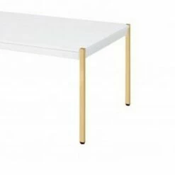Metal Tube Legs Coffee Table White/Gold - Benzara -Coffee Tables Elegant store unnamed file 5368