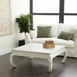 Olivia & May Vintage Mango Wood Coffee Table White - Olivia & May