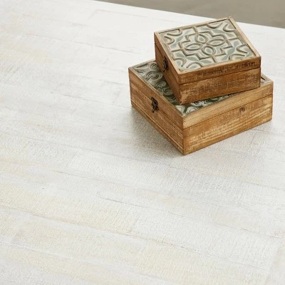 Olivia & May Vintage Mango Wood Coffee Table White - Olivia & May 6 Olivia & May Vintage Mango Wood Coffee Table White - Olivia & May - Image 4