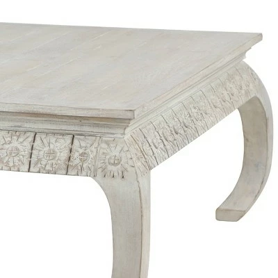 Olivia & May Vintage Mango Wood Coffee Table White - Olivia & May 8 Olivia & May Vintage Mango Wood Coffee Table White - Olivia & May - Image 6