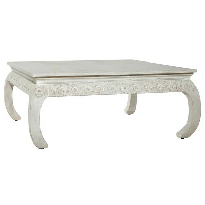 Olivia & May Vintage Mango Wood Coffee Table White - Olivia & May 10 Olivia & May Vintage Mango Wood Coffee Table White - Olivia & May - Image 8