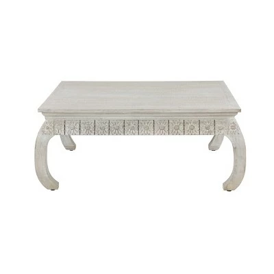 Olivia & May Vintage Mango Wood Coffee Table White - Olivia & May 14 Olivia & May Vintage Mango Wood Coffee Table White - Olivia & May - Image 12
