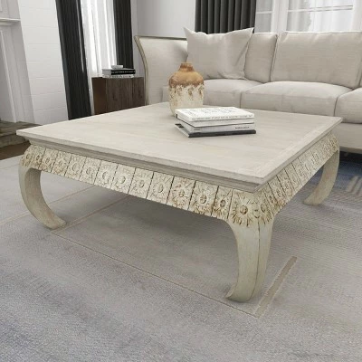Olivia & May Vintage Mango Wood Coffee Table White - Olivia & May 15 Olivia & May Vintage Mango Wood Coffee Table White - Olivia & May - Image 13