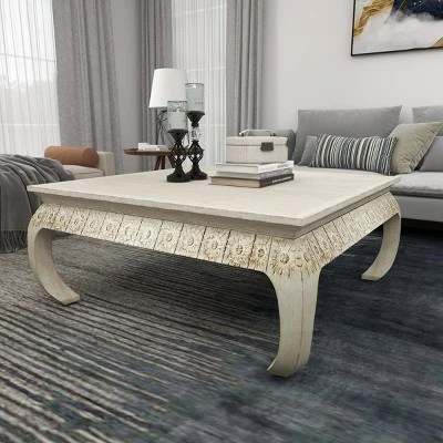 Olivia & May Vintage Mango Wood Coffee Table White - Olivia & May 17 Olivia & May Vintage Mango Wood Coffee Table White - Olivia & May - Image 15