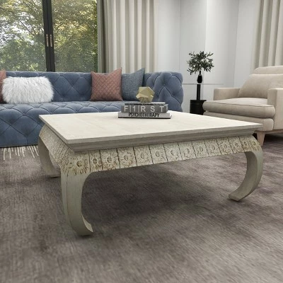 Olivia & May Vintage Mango Wood Coffee Table White - Olivia & May 18 Olivia & May Vintage Mango Wood Coffee Table White - Olivia & May - Image 16