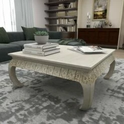 Olivia & May Vintage Mango Wood Coffee Table White - Olivia & May 40 Olivia & May Vintage Mango Wood Coffee Table White - Olivia & May -Coffee Tables Elegant store unnamed file 5392