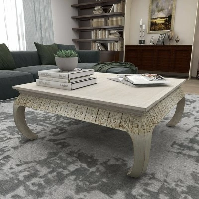 Olivia & May Vintage Mango Wood Coffee Table White - Olivia & May 19 Olivia & May Vintage Mango Wood Coffee Table White - Olivia & May - Image 17