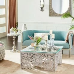 Olivia & May Mediterranean Wood Coffee Table White - Olivia & May