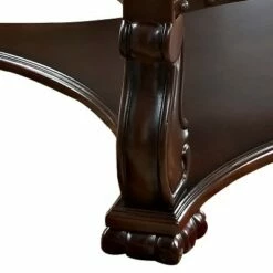 Wood and Glass Coffee Table with Rivet Accents Brown/Clear - Benzara