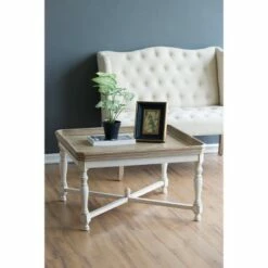 A&B Home Alcott Square Coffee Table Aged White/Natural - A&B Home