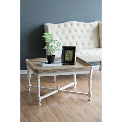 A&B Home Alcott Square Coffee Table Aged White/Natural - A&B Home 2 A&B Home Alcott Square Coffee Table Aged White/Natural - A&B Home